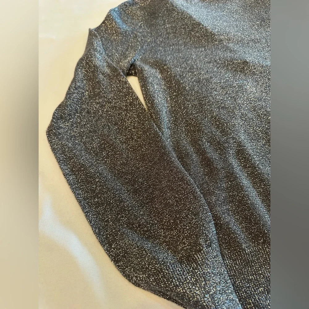 Michael Kors Glittering Silver Black Zip Up Top Size Medium
